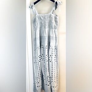 Michael Kors Blue Sunbleached Smocked Maxi Dress